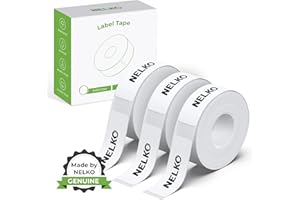 ‎NELKO NELKO Original P21 Etikettenband-Ersatz, adaptiertes Etikettendruckpapier, 14 x 40 mm, Standard-laminiertes Büro-Etikettierband, Mehrzweck, P21, 180 Etiketten/Rolle, 3 Rollen, Weiß