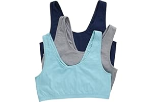 Hanes Women's Bralette Pack, Cotton Scoopneck Bralette, Low-Impact Sports Bra, 3-Pack Bra (Pack of 3)