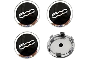 FUWUDI 4Pcs Car Hub Caps for Fiat 500/500L/500X 60mm, ABS Plastic, Snap-On