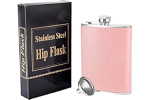 Fyfjur Flasque A Alcool Avec Entonnoir, 8oz Flasque Whisky En Acier Inoxydable, Portable Fiole Alcool Pour Alcool Pour Hommes, 230 ML, Rose
