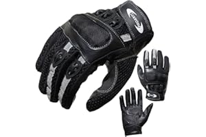 PROANTI Rękawice motocyklowe na lato (rozmiar XS - XXL, czarne, krótkie)