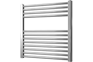 GREENED HOUSE Chrome Straight Heated Towel Rail 600mm x 600mm Flat Heated Towel Radiator