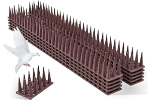 HYWEAN HSAFE Pinchos Antipalomas Plástico, 12 Piezas 42.5 cm*4 cm Pinchos Anti Gatos Marrón, Ahuyentador de Palomas Ahuyentar Pajaros, Repelente Palomas Gatos Pájaros para Jardin Balcón