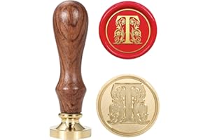 Mogokoyo 1 Sigillo Alfabeto A - Z Gli Iniziali Timbro in Ottone e Legno per Lettera Busta Documenti Privati Vintage, T