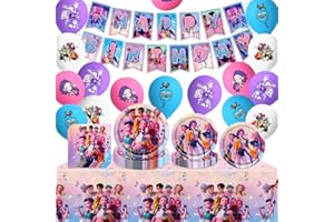 XINRUI K-pop De-mons H-unters Decorazione Festa di Compleanno Set Stoviglie,Cartoni animati Set Stoviglie Festa,Set da Tavola per Feste per Bambini，Stoviglie Forniture per Feste con Piatti, Tovaglie