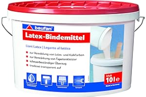 Baufan Liant Latex - 10L I Renforce Colle, Peinture à la Chaux et Pâte à Papier Peint I Résistant à l'Abrasion, Séchage Transparent et Sans Solvant
