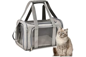 Miyacare Transporttasche für Katze Hund, Faltbare katzentasche Transportbox, Hundetasche Tragetasche mit Einstellbar Schultergurt, für Mittel Kleine Hund Katze Haustiere im Flugzeug (Grau, S)