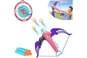 Powmag Pfeil und Bogen Kinder Spielzeug, Pfeil und Bogen für Kinder Spielzeug Set, Set Outdoor Kinder, Outdoor Spielzeugset für Kinder mit 5 Pfeilen mit Saugnapf und Zielscheiben (Rosa)