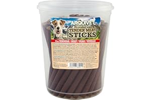 Arquivet, Tender Meat Sticks Ternera 500 g, Palitos Blandos para Perros, Snacks, premios, recompensas, chuches, golosinas caninas, Limpia Dientes y refuerza la mandíbula