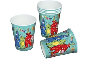 TIB Heyne 8 Becher * LUSTIGE Monster * für Kindergeburtstag und Mottoparty | Kinder Geburtstag Party Partybecher Pappbecher
