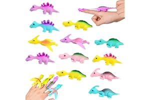 Tuofang Slingshot Dinosaur Toy, 28 Pack Slingshot Dinosaur Finger Toys, Funny Flying Dinosaur Slingshot Toy, Dinosaur Party Toy for Children (B)
