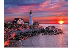 MXJSUA Pintura de Diamante DIY para Adultos Pintura de Taladro Cuadrado Completo con Kits de Diamantes Arte 5D para decoración de Pared El Faro Junto al mar 40x50cm