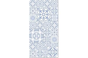 Panorama Dywan winylowy Hydrauliczny Talavera Niebieski 60x110 cm - Dywan Kuchenny Vinyl - Dywan do salonu Antypoślizgowa i ognioodporna - Duże dywany - Dywany PCV