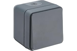 DEBFLEX - Cyklone - Interruptor Conmutador Completo - Interruptor de Pared- Estanco IP55 - Interior/Exterior - Instalación en Superficie - Gris Oscuro - 75 x 75 x 65 mm