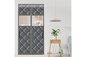 LALAGO Cortina Térmica Magnética, 90x210cm Magnética Cortina de Puerta Autoabsorbente, Cortina Exterior Puerta, Aislante Termica Frio y Calor, para Balcón Sala Estar Patio(con Ventana)