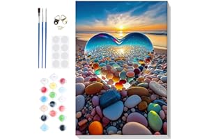 Lxmsja Paesaggio Dipingere con i Numeri Adulti Con Cornice, Mare Paint by Numbers Kit Animale Principianti Con 3 Penne, Hobby Creativi Adulti Idee Regalo Donna Decorazioni Casa, 20x30cm