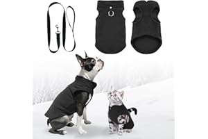 FFTANXS Maglioncino e Cappottino per Cani di Taglia Piccola - Vestito per Cane e Gatto con Anello a D (Nero, M)