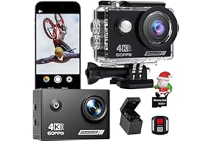 Yolansin 4K 60FPS Waterproof Action Camera: 64G SD Card 131ft Underwater Camera,HD 48MP Waterproof Camera,WiFi Sports Cameras with 2 Batteries Helmet Mount Accessories Kits