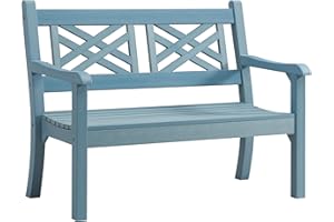 Winawood Maison and Garden Speyside Polymer Wood Effect Zero Maintenance Recyclable and Fully Weatherproof 2 Seater Bench (121.6 x 60.4 x 93.5cm) – Powder Blue