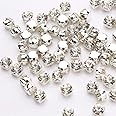 Colors Vardhman Beads Collection Silver Claw Sew On Rhinestones Silver Base Sewing Stone DIY Decoration Hand Embroidery Materials (4 mm, Clear Crystal Color) - 280 Pieces