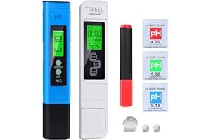 EACHEN Tester Qualità Acqua TDS PH EC Temperatura BIO 5 in 1 Set, Compensazione Automatica della Temperatura, Auto-Calibrazione, Dispositivo di Misurazione ad Alta Precisione e Display LCD 2020 Aggiornato