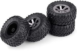 Drfeify Neumáticos 4PCS 1/16 RC Crawler Wheel Neumático de Caucho Piezas de Control Remoto para Kits de Vehículos Militares RC