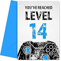 Carte D'Anniversaire Fils 14 Ans - Ballons Bleus à Paillettes - 145x145 Mm - Carte Vierge Intérieur - Stuff4