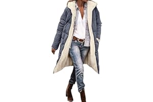 DUHENWU Winter Coats for Women UK Warm Fleece Lined Overcoat Outerwear Full Zip Hooded Long Jackets Ladies Long Sleeve Down Jacket Longline Padded Puffer Coat Cardigans Quilted Raincoat Hoodies