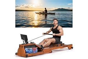‎WENOKER [2026 Testversion] Wenoker Wasser Rudergerät für zuhause Holz Klappbar, Komfortabler Sitz, Bluetooth Display, Doppel-Slide-Rails, Max 150kg Belastbar