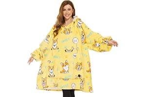 THREE POODLE Felpa Coperta Oversize con Cappuccio, Felpa Gigante Coperta Indossabile con Maniche, Coperta con Cappuccio Ultra Morbida e Calda, Cozy Hoodie Felpa Pile per Donna,Uomini e Bambini, Regalo