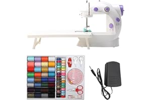 diceevil Sewing Machine for Beginners, Portable Two Threads Double Speed Electric Sewing Machine with Extension Table and Sewing Kit for Clothes, Pillowcases, Sheets, Home Use