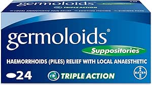 Germoloids Hemorrhoid Treatment & Piles Treatment Suppositories, Triple Action With Anaesthetic To Numb The Pain & Itch, 55 G, 1 Pack Of 24 : Amazon.co.uk: Health & Personal Care