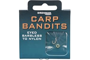 Drennan Carp Bandits Eyed Barbless Hooks to Nylon