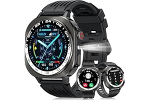 SOUDORV Smartwatch Uomo Donna, 1.43" Orologio Intelligente con Chiamate Bluetooth, 130+ Sportive Fitness Tracker LED Torcia/Contapassi/Sonno/Cardiofrequenzimetro, IP68 Impermeabile Smart Watch per Android iOS