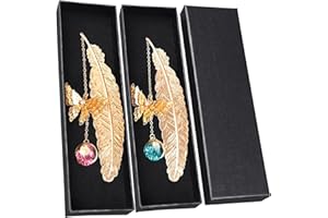 YMJD 2PCS Marque-page Plume en Métal Marque Page Metal avec Papillon et Perles de Verre Cadeaux Pour Lecteurs Amie Enseignant Femmes Filles Maman Femme