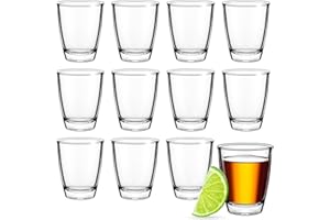AOOTE Verres à Shot en Verre, 12 Verres à Shot de 30 ml, Verres à Liqueur à Base Lourde, Petit Verre Shooter, Verres Lavables au Lave-vaisselle, Pour Fête, Liqueurs, Vodka, Whisky, brandy, Tequil