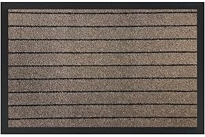 Acomoda Textil – Felpudo Líneas para Entrada, Alfombra Rectangular de Goma Antideslizante y Resistente. Alfombrilla Acolchada de Fácil Limpieza Ideal para Interior y Exterior. (Marrón, 40x60 cm)