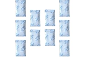 E-Cron 10 x 10 g. Paquets Tyvek de Gel de silice Dessiccateur de Gel de silice en Sachet, Pur, sûr et réutilisable. Pochettes de déshumidificateur renouvelables - Absorbe l’humidité.