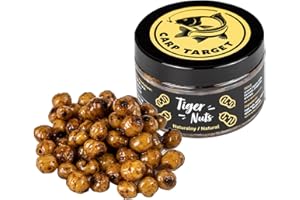Carp Target - Tiger-Nusskern auf Angelhaken - Köder für Karpfen- und Welsangler - Gekochter Tiger-Nusskern - Größe 14-16 mm