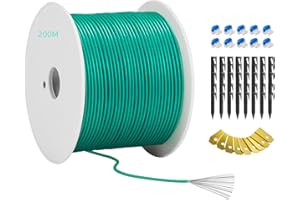200m Boundary Cable for Robotic Lawnmower - Headley Tools Boundary Wire+50x Pegs+10x Connectors+9x Titanium Blades Accessory Set for Search Cable, Compatible with Gardena/Husqvarna/Worx