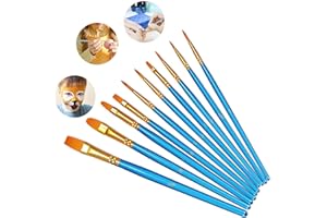 AILIVER Pinceles de pintura acrílica, 10 pinceles de pintura, nailon, pincel de pintura al óleo, pinceles de artista, pluma lisa, para acuarela, pintura, cepillo de pintura, etc.