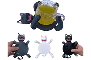 GENERIC 3D Printed Cat Coasters with Moving Legs - Cute Cat Mug Holders for Drinks, Heat Resistant Coasters That Hold the Cup, Pet Lover Gift, Coffee Table Decor，Housewarming Present for pet Owners (grey)