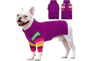 OUOBOB Dog Jumper, Medium Dog Jumpers for Dogs Girls Boys, Turtleneck Pullover Winter Dog Vest, Christmas Dog Outfits, Pet Sweatshirt Apparel Knitwear, Frenchie, Beagle, Boston Terrier M