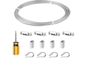 FSHIHINE 1.5mm Wire Rope, 10m x 1.5mm Stainless Steel Wire Cable, Garden Wire for Climbing Plants, 7x7 Strands Metal Wire for Picture Hanging Wire, Clothes Line, Fence Wire, String Lights Hanging