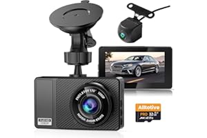 Alltotive Dash Cam Front and Rear, 1080P Full HD In Car Camera Dual Lens Dashcam for Cars, SD Card Included, 170 Wide Angle with Loop Recording and G-sensor(E3)