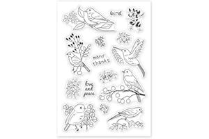 Sellos de silicona de sello transparente de pájaro GLOBLELAND, sellos de goma transparentes, bloques de sellos acrílicos para hacer tarjetas de álbum de recortes