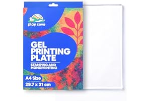 PLAY COVE Plaque d'impression gel A4 pour artistes et artisans – Kit de démarrage d'impression de plaque de gel réutilisable pour monopinture, gravure et art mixte, idéal pour les travaux manuels à la maison et