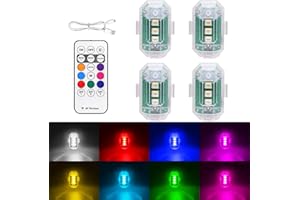 LETRADE 4 PCS Car LED Strobe Lights with Remote Control, 8 Colour Changing, IP67 Waterproof, 350mAh Rechargeable Ambient Lighting for Motorcycles, Trucks & Bikes