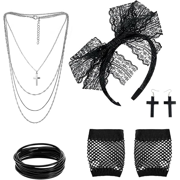 Jaren 80 verkleedkostuums accessoires, Jaren 1980 verkleed jurken feestsets en kits voor vrouwen, neon beenwarmers kettingen armband visnet handschoenen kanten strik hoofdband oorbellen