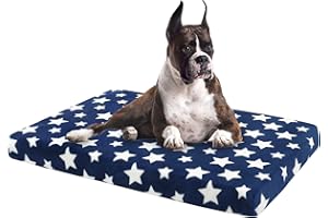 EMPSIGN Cuscino per Cani Taglia Piccolo, Reversibile Lettino per Cani, Cuscino Tappetino Impermeabile, Cuccia Cane con Guaina Rimovibile Sfoderabile, Blu Navy, 91x61x6.6cm